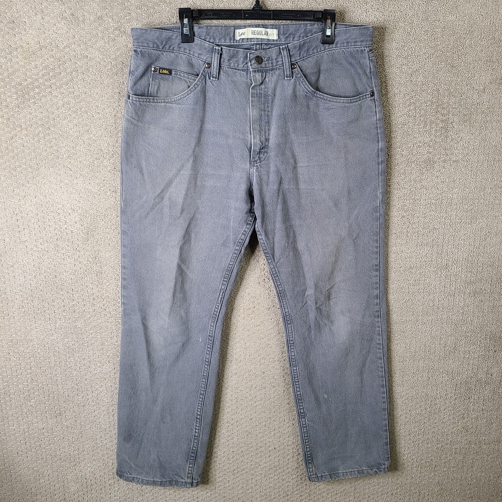 Lee Jeans Mens‎ 38x30 (36x30) Gray Straight Leg Regular Fit Zip Fly Cotton